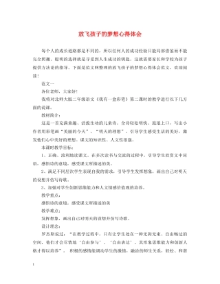 放飞孩子的梦想心得体会 