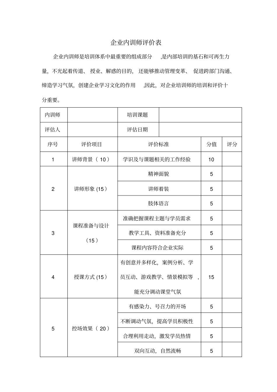 企业内训师评价表_第1页