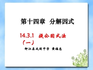 《提公因式法》第一课时