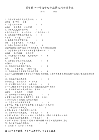 作业情况问卷调查表