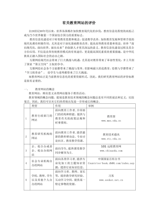 有关教育网站的评价