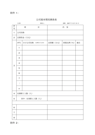 企业基本情况调查表和财务管理问卷