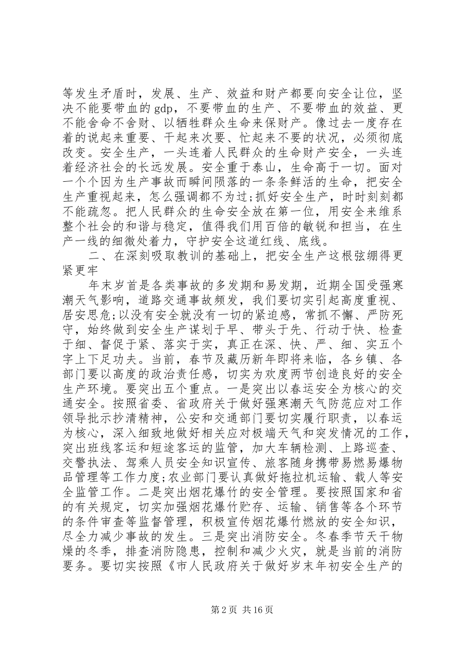 ２０１６市长安全生产工作会议讲话发言_第2页