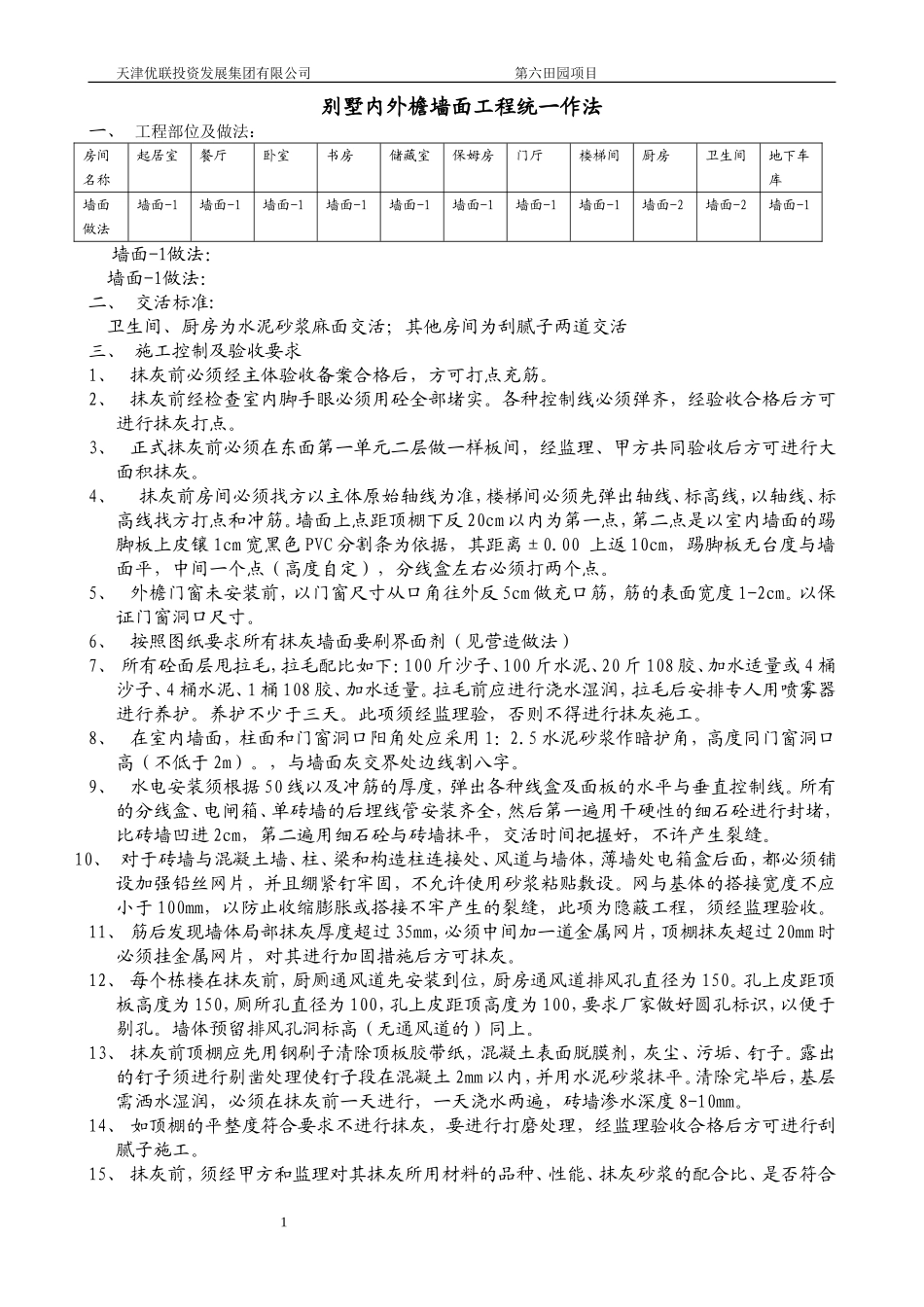 内檐墙面工程统一作法_第1页