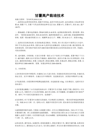 甘薯高产栽培技术