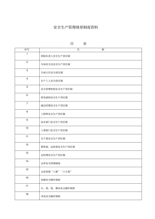 企业安全生产管理规章制度