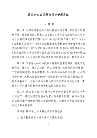 国家电力公司科技项目管理办法