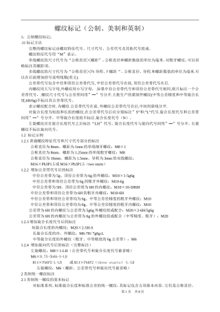 螺纹标记(公制、美制和英制)