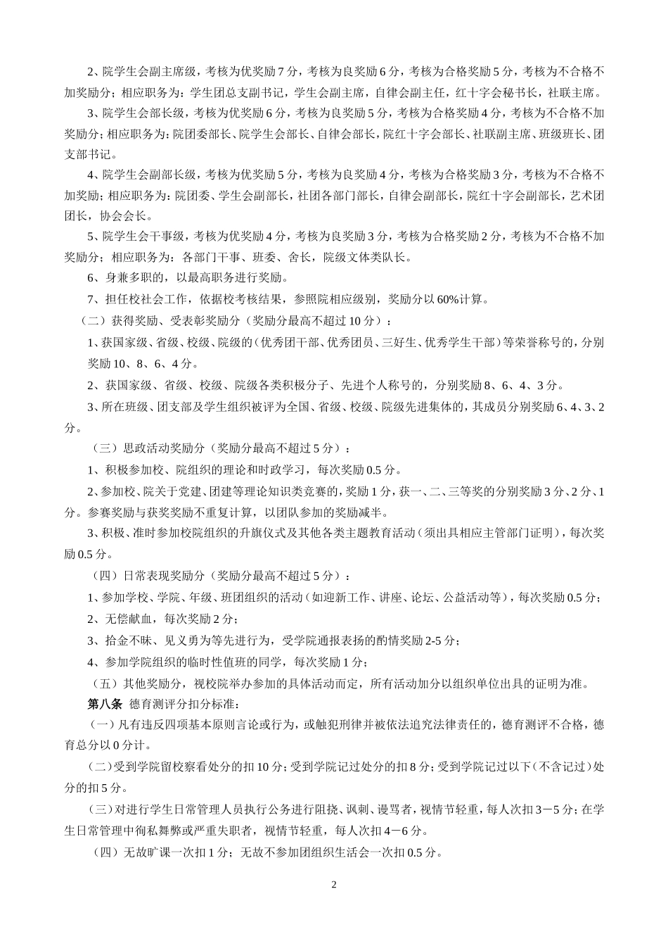 福建农林大学金山学院学生综合素质测评管理规定09.9.7_第2页