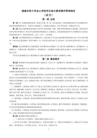 福建农林大学金山学院学生综合素质测评管理规定09.9.7