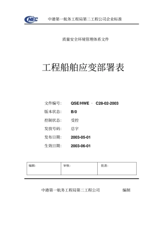 企业工程船舶应变部署表