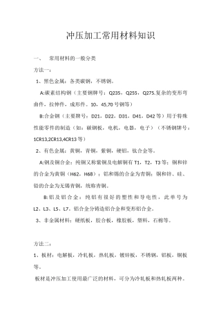 五金材料分类方法汇总