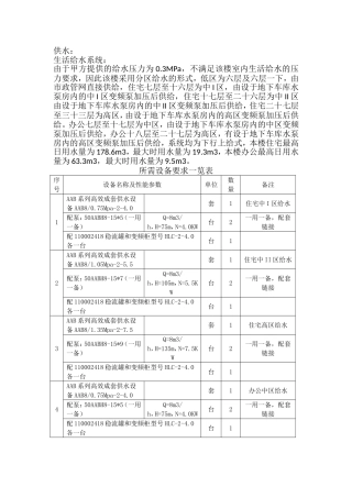 供水与供暖设计说明