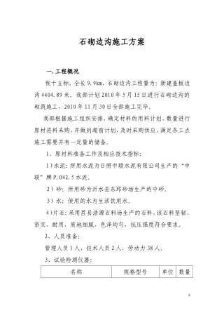 石砌边沟施工方案