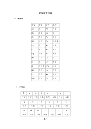 知识拓展：汉语拼音方案