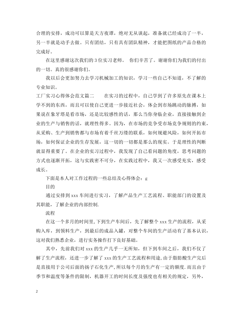 工厂实习心得体会范文三篇精选 _第2页