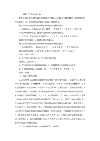 锌镍合金电镀酸碱两种工艺优缺点的比较