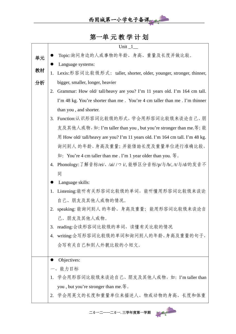 六年级英语下册第一单元刘燕_第3页