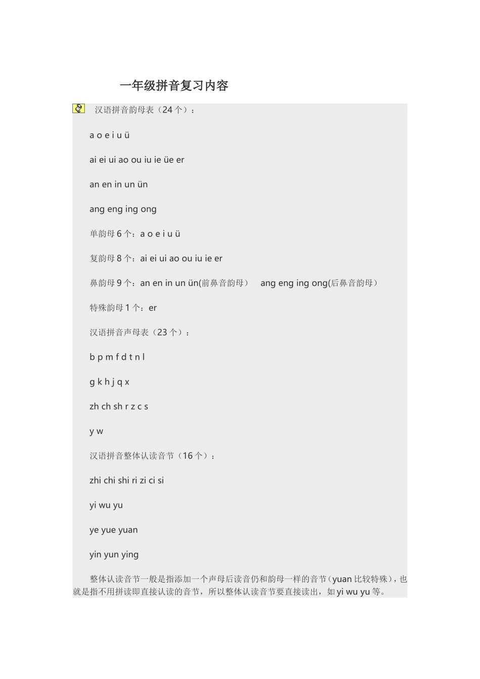一年级拼音复习内容_第1页
