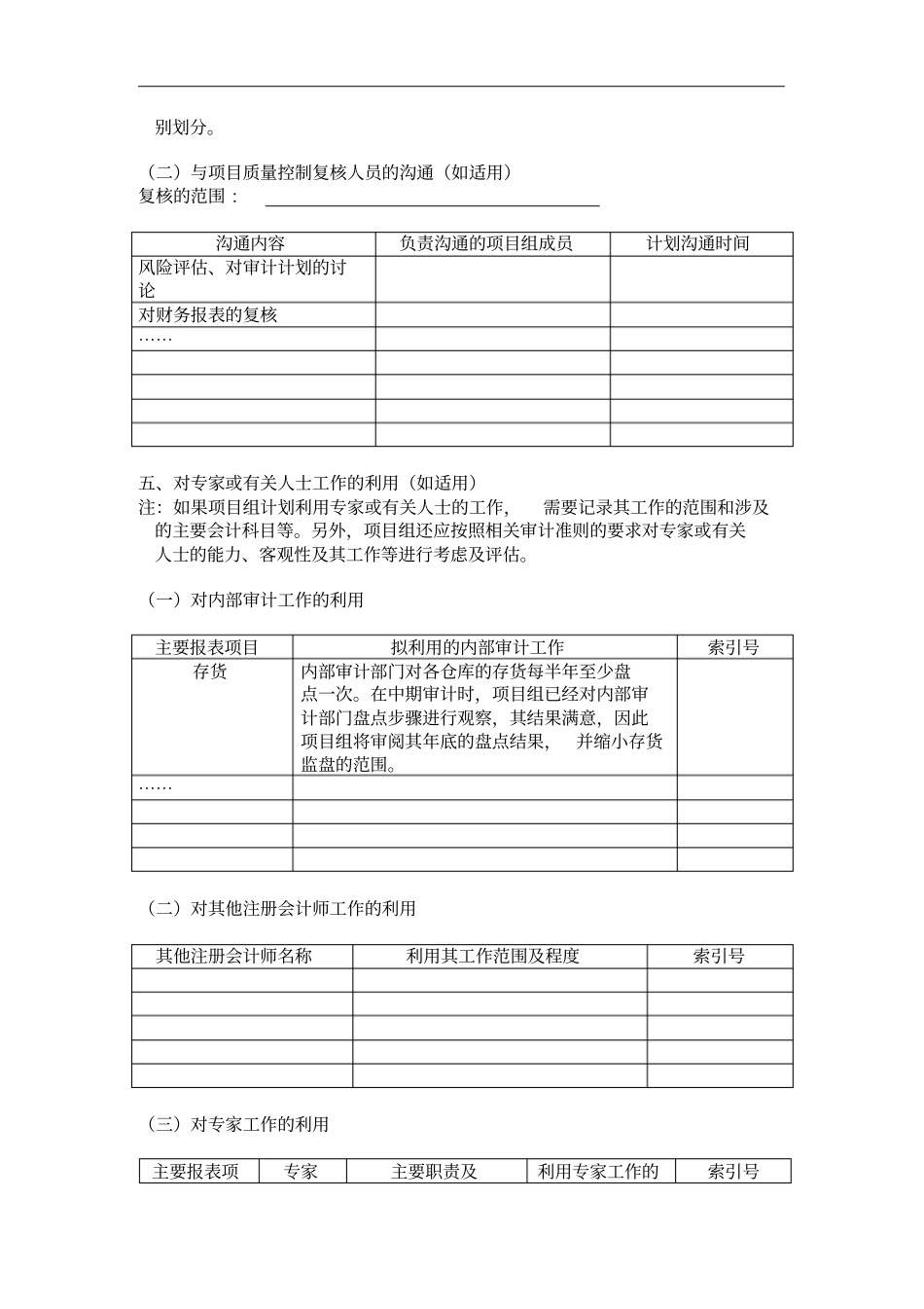 企业总体审计策略表_第3页