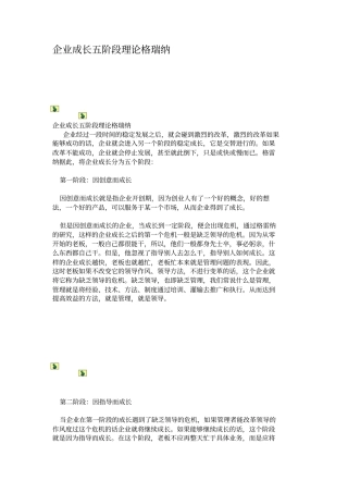 企业成长五阶段理论格瑞纳重点