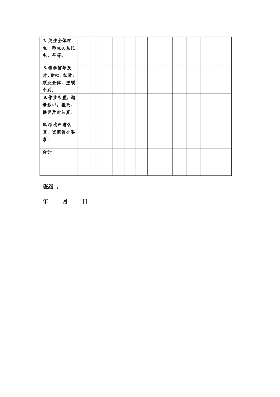 禅堂小学学生对教师满意度测评调查表_第2页