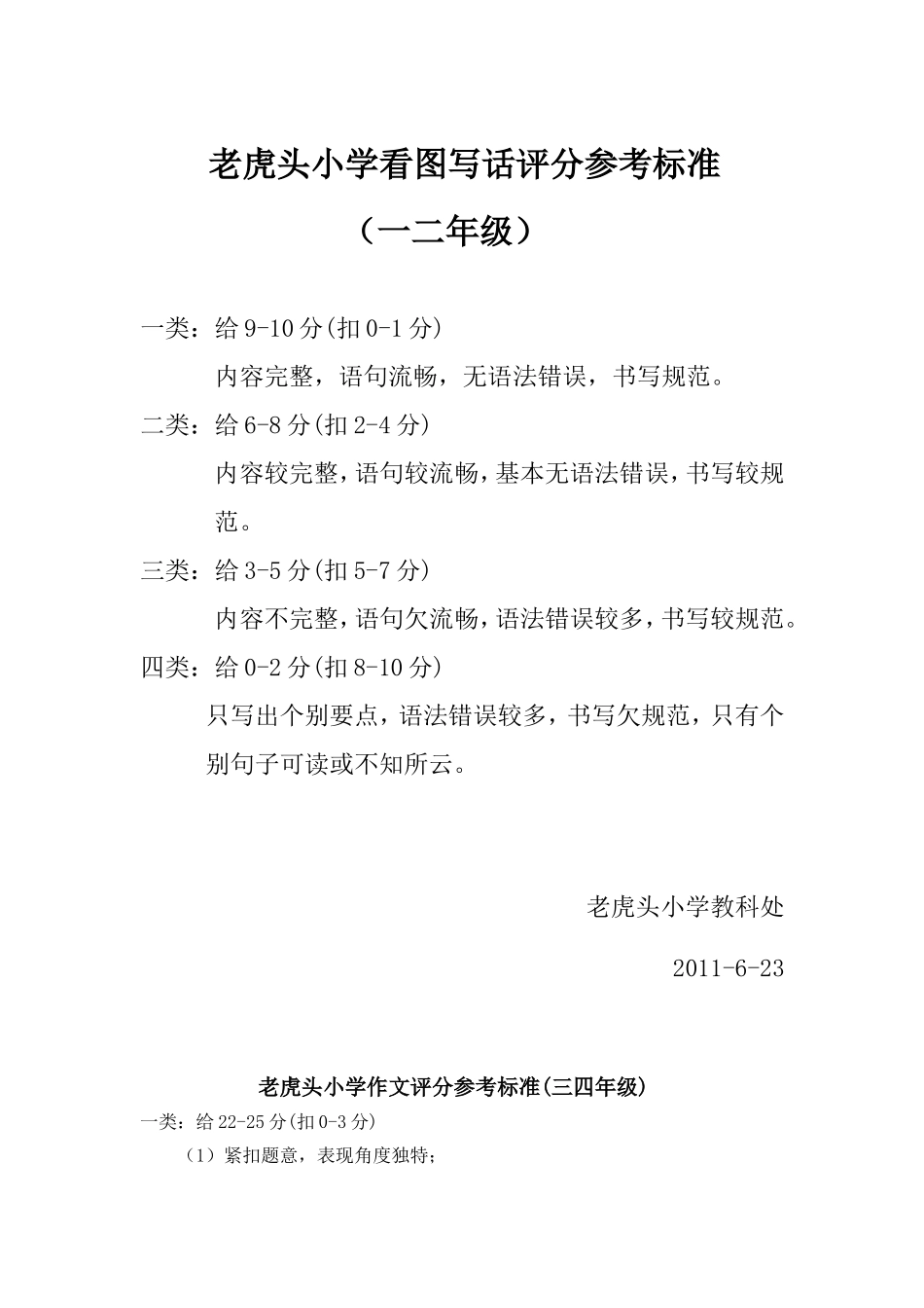 小学作文评分标准_第1页