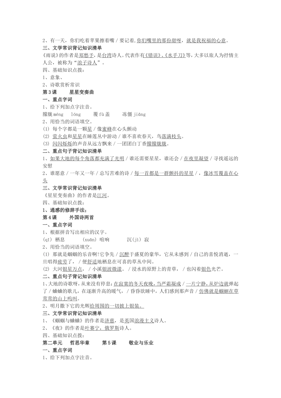 九年级知识清单（上）_第2页