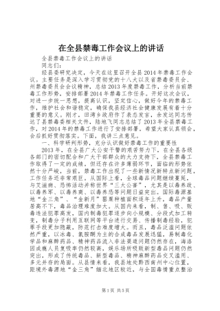 在全县禁毒工作会议上的讲话发言