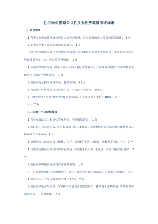 住宅物业管理公共性服务收费等级考评标准