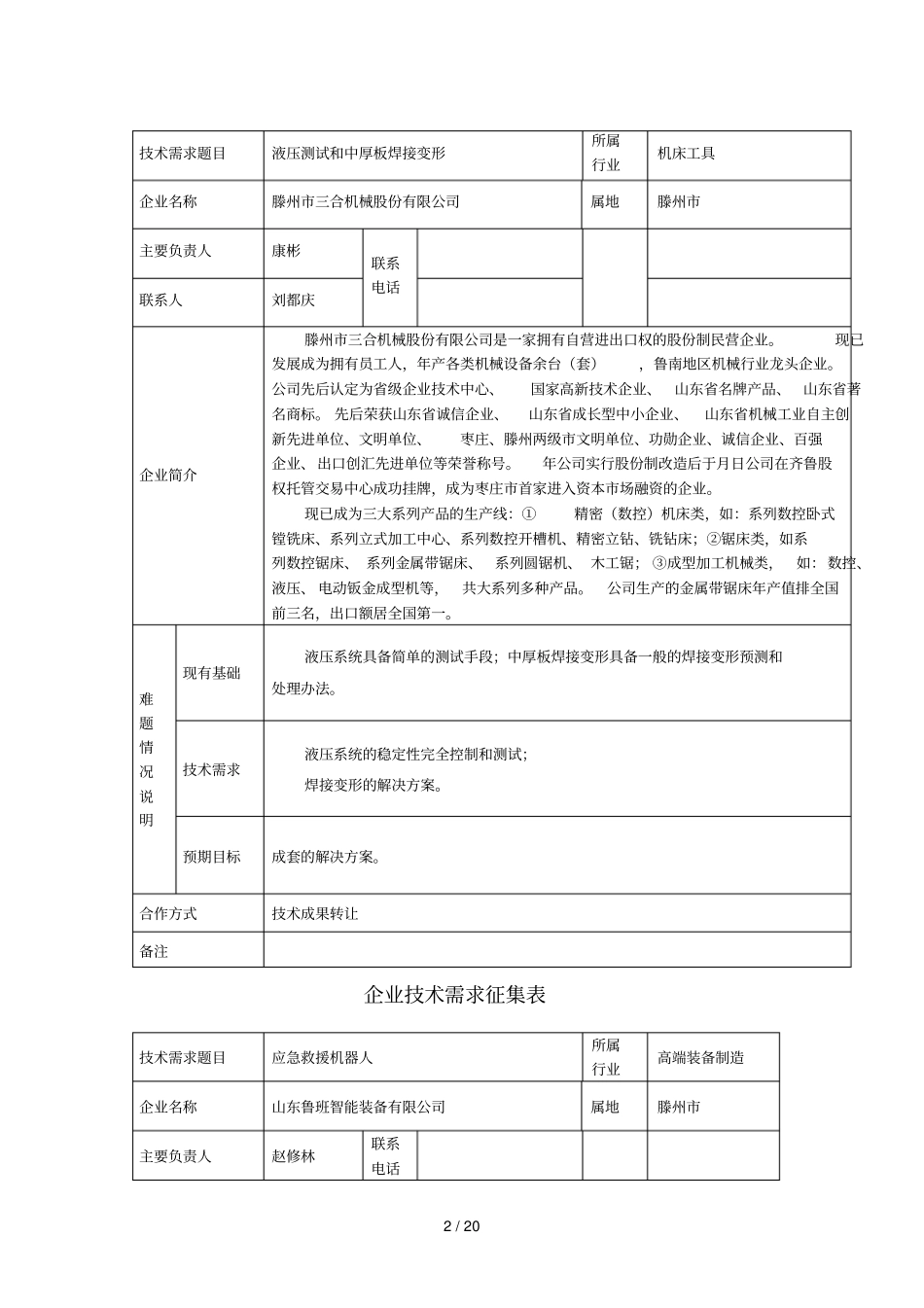 企业技术需求征集表_第2页