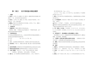 经典浓缩初中毕业物理知识点