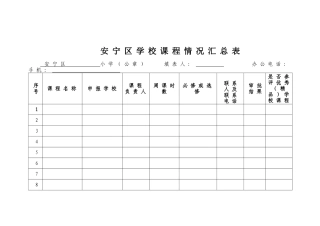 安宁区学校课程汇总表