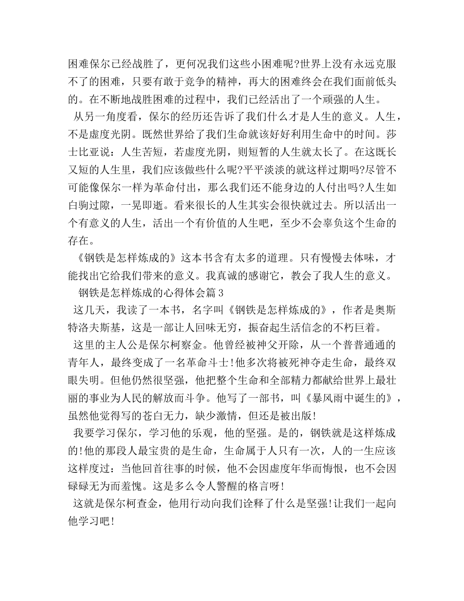 钢铁是怎样炼成的心得体会 _第3页
