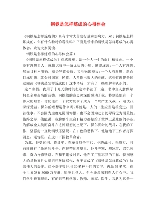 钢铁是怎样炼成的心得体会 