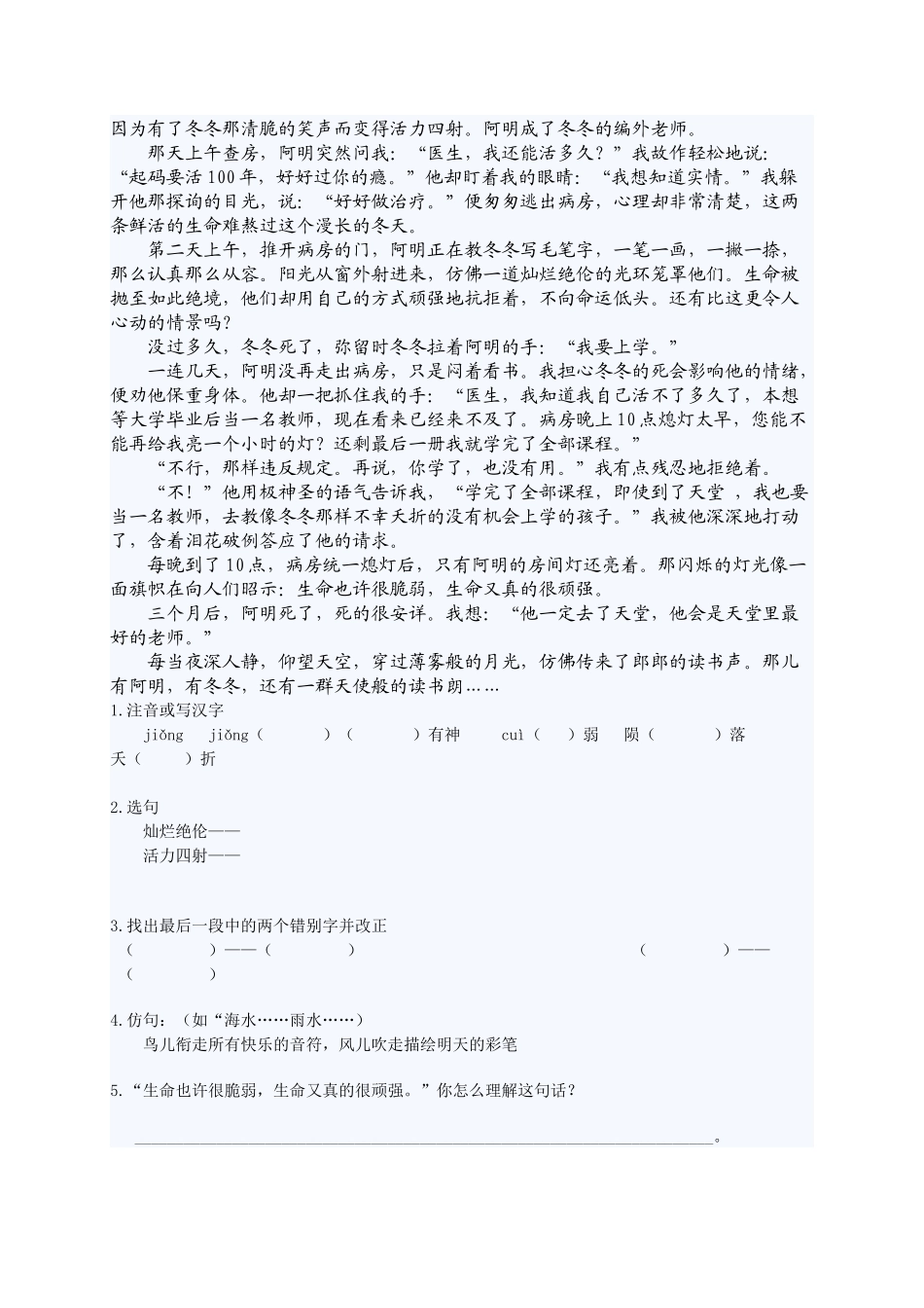 套小升初语文阅读理解精编练习题及答案_第3页