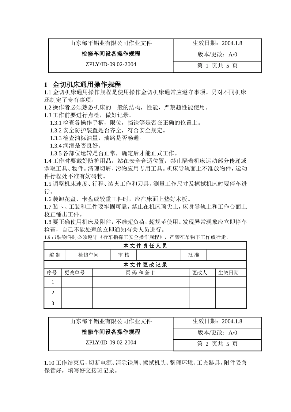 检修车间操作规程_第1页