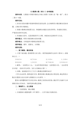 《小数乘小数（例5）》参考教案