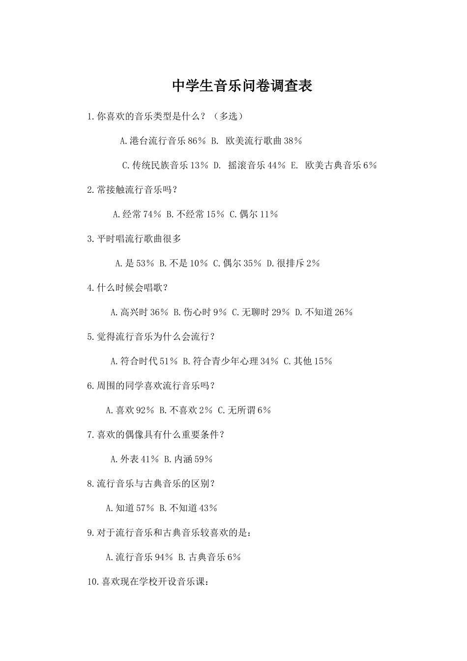 中学生音乐问卷调查表_第1页