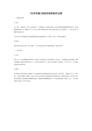 化学实验浅谈电池的制作过程