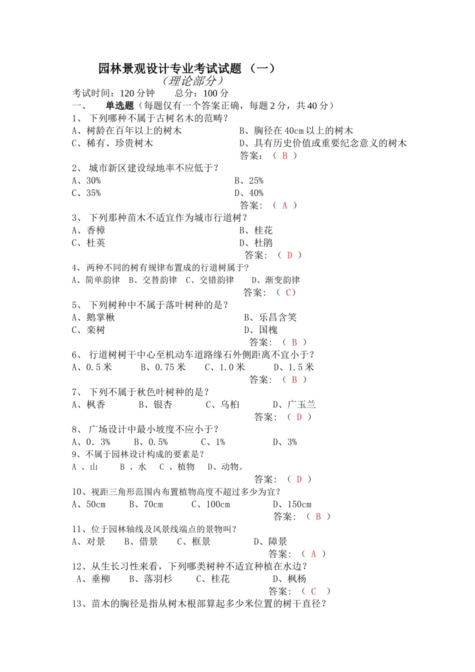 园林景观(附答案)_第1页