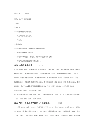 商标注册分类 第12类