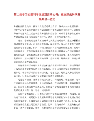 第二批学习实践科学发展观活动心得：重在形成科学发展共识—范文 