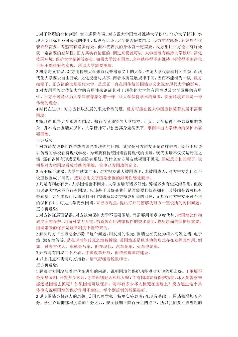 正方 大学应该有围墙  反方  大学不应该有围墙_第2页