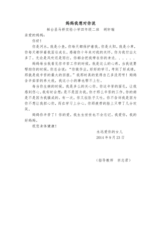 妈妈我想对你说-胡轩瑞