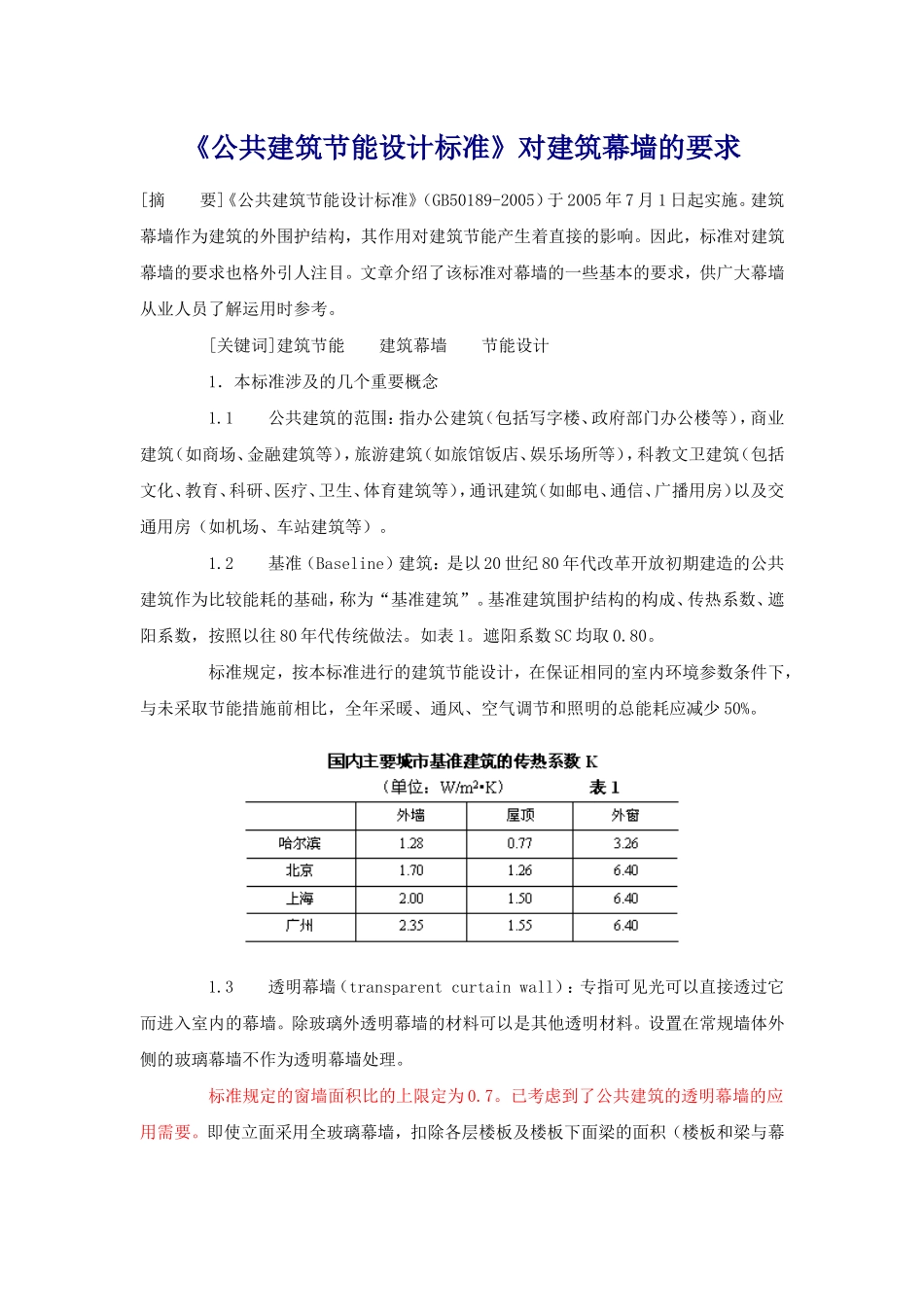 公建标准对玻璃幕墙的要求_第1页