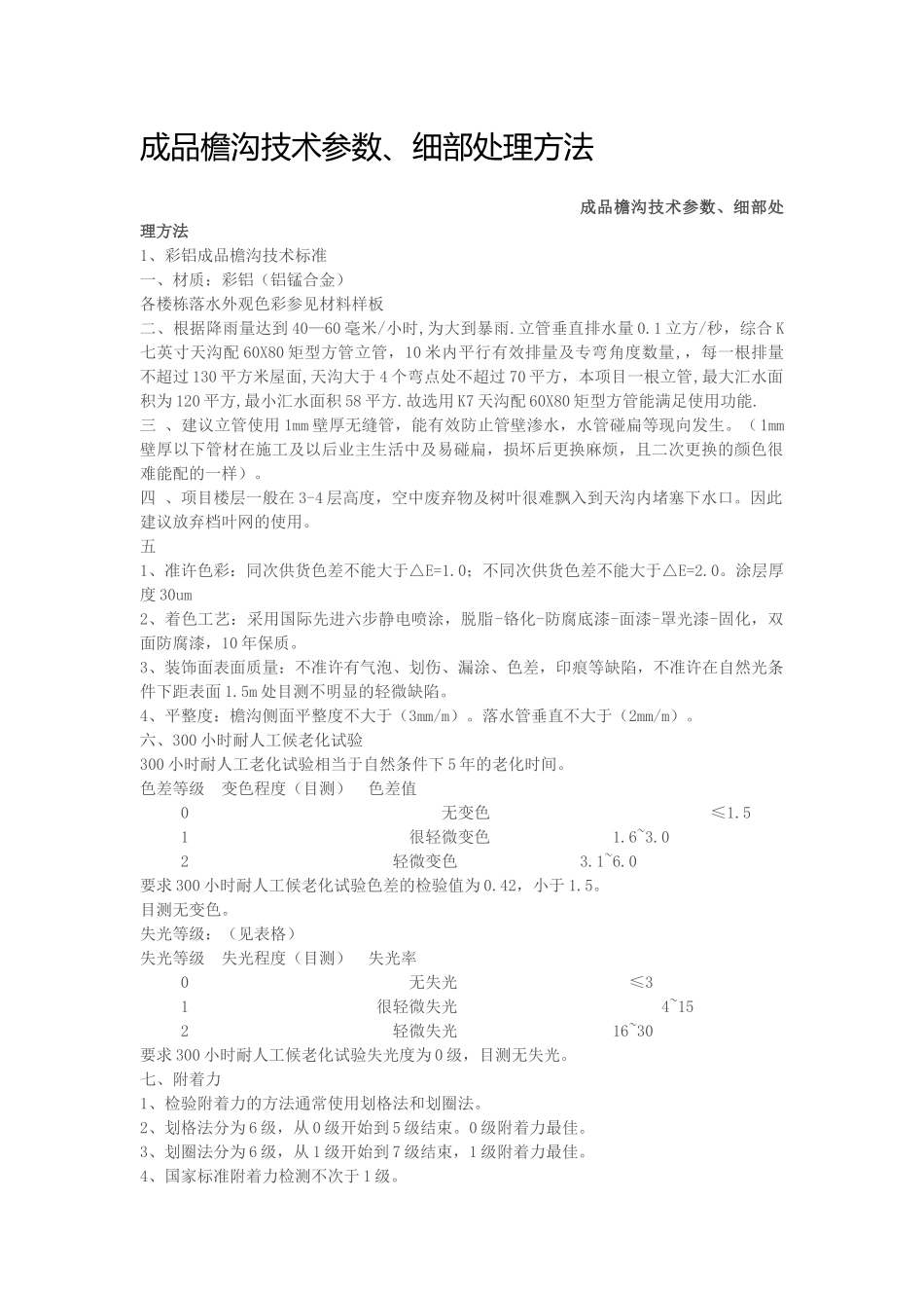 可成成品檐沟技术参数_第1页