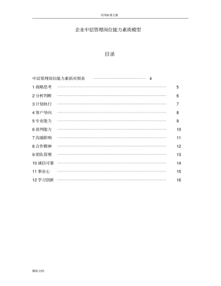 企业的中层管理系统岗位能力素质模型
