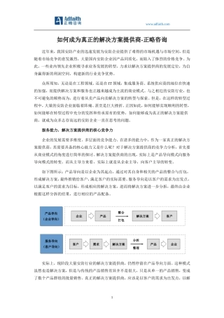 解决方案提供商— 正略咨询