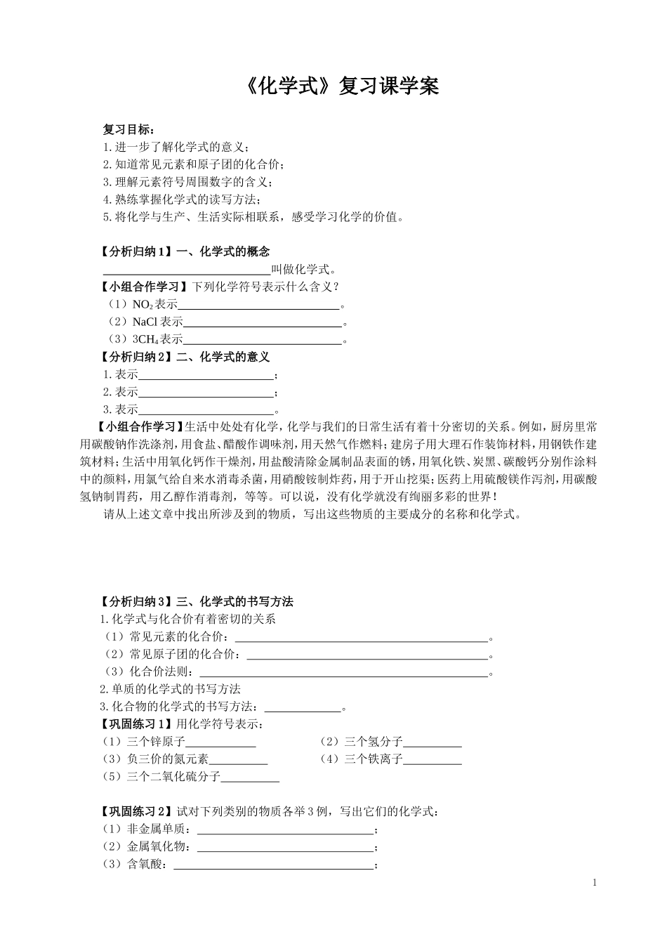 化学式复习学案_第1页